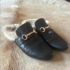 Steve Madden Black and Gold Slip-On Loafers